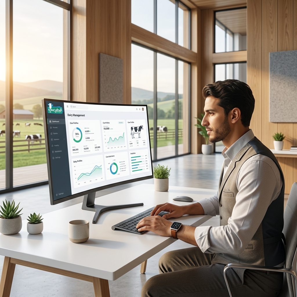 Farmer using Qateei Desktop App